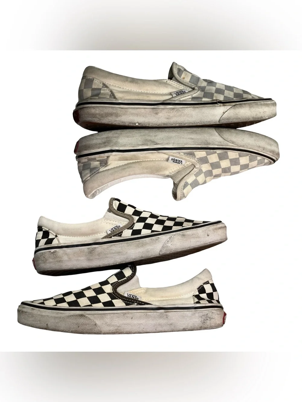 Vans Classic Slip-On Sneakers Checkerboard Men 6 Women 7.5 Black White Gray LOT